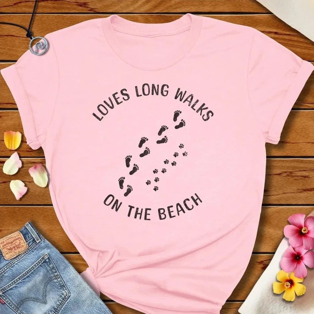 Loves Long Walks Tee Soft Pink by Salty By Choice® We love the beach ocean and anything around water.