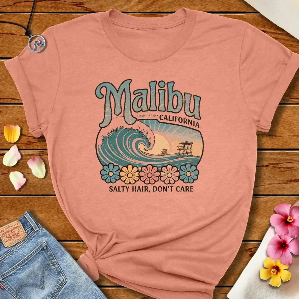 Malibu Hair Tee Heather Prism Sunset by Salty By Choice® We love the beach ocean and anything around water.