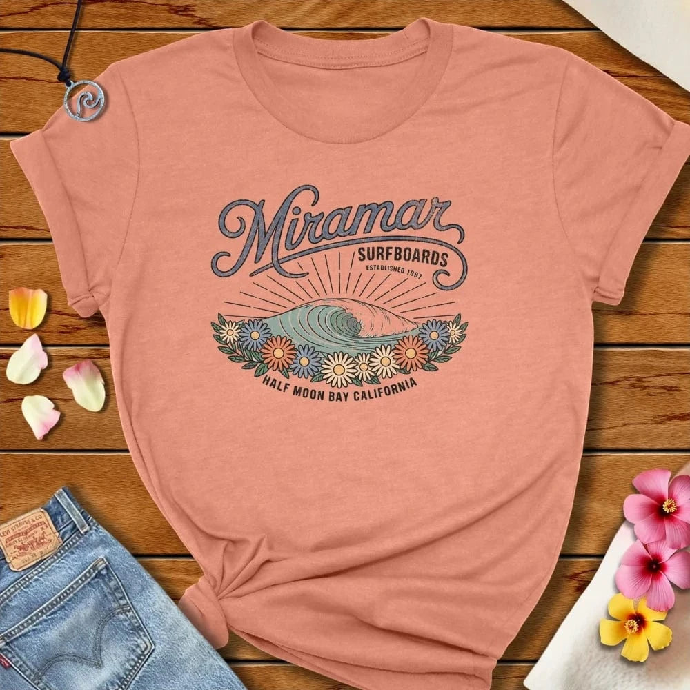 Miramar Wave Tee Heather Prism Sunset by Salty By Choice® We love the beach ocean and anything around water.