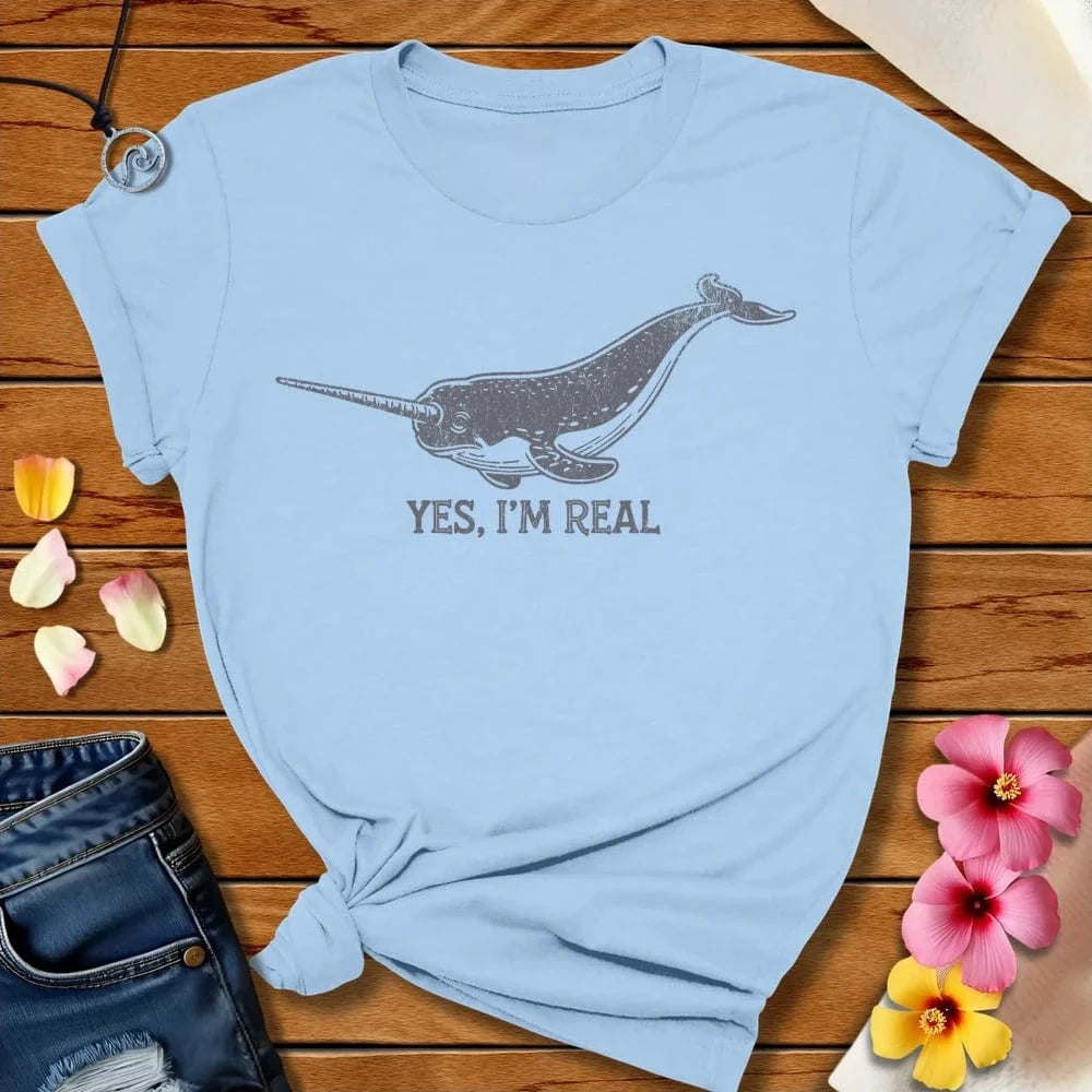 Narwhal Are Real Tee Baby Blue by Salty By Choice® We love the beach ocean and anything around water.