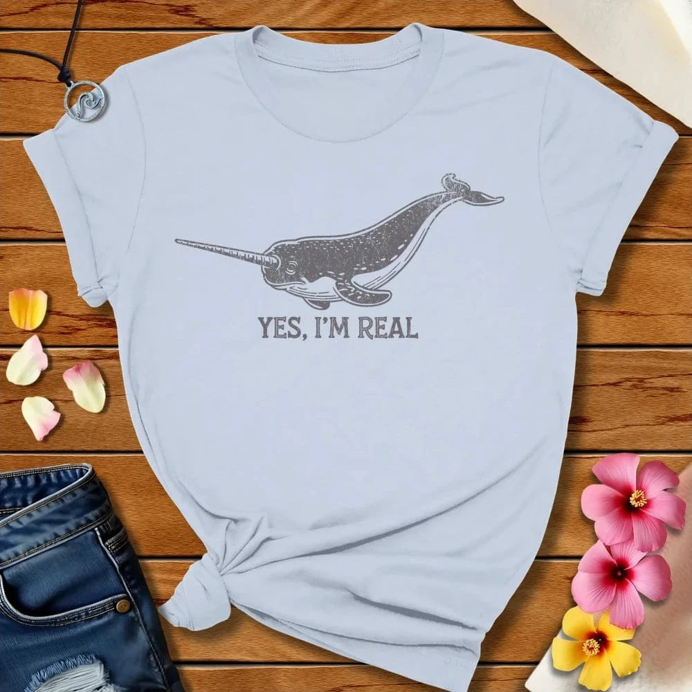 Narwhal Are Real Tee Light Blue by Salty By Choice® We love the beach ocean and anything around water.