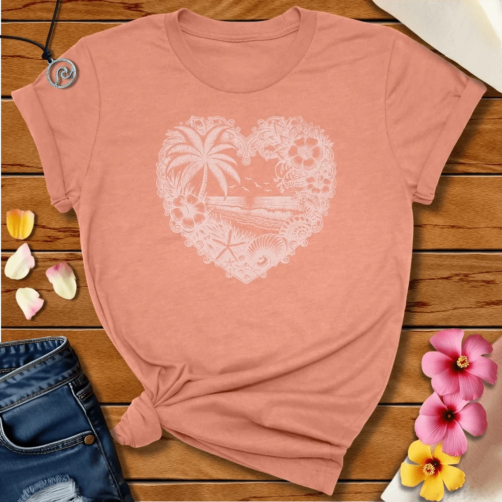 Heart Tee Heather Prism Sunset by Salty By Choice® We love the beach ocean and anything around water.