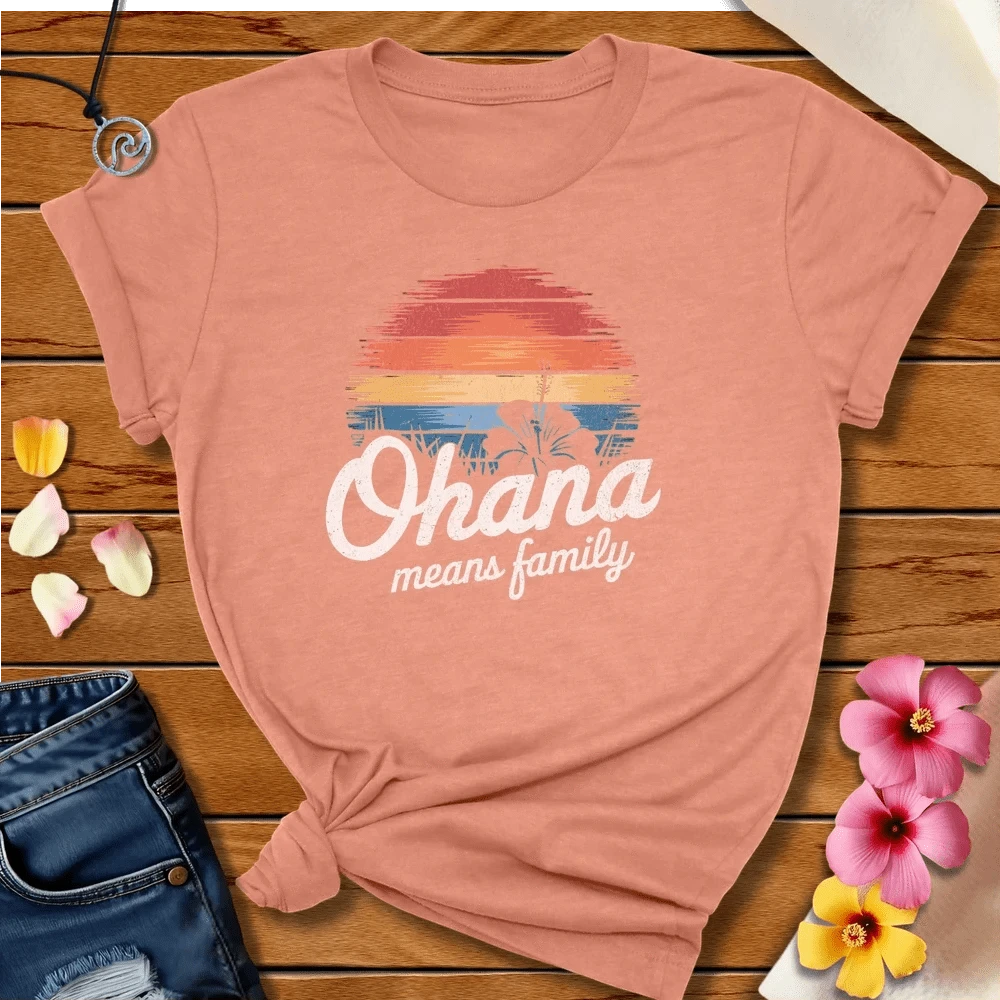 Ohana Tee Heather Prism Sunset by Salty By Choice™ We love the beach ocean and anything around water.