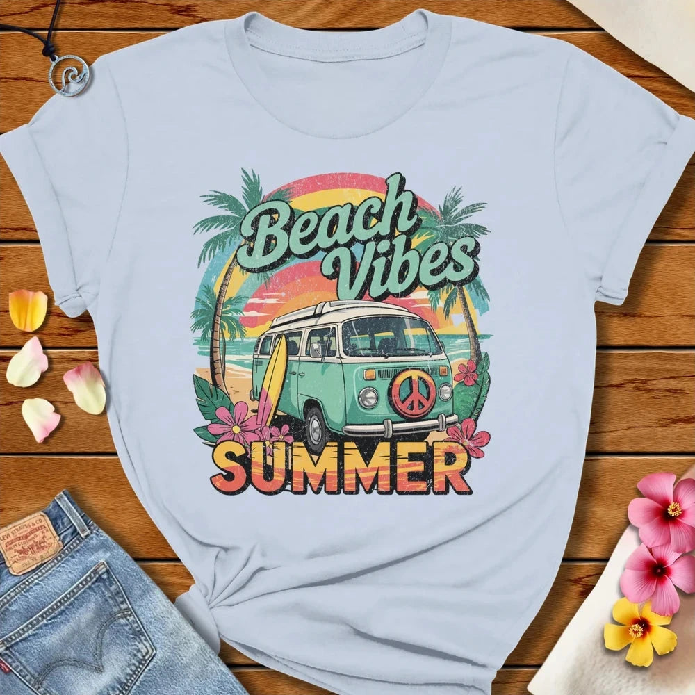 Peace Bus Tee Light Blue by Salty By Choice® We love the beach ocean and anything around water.