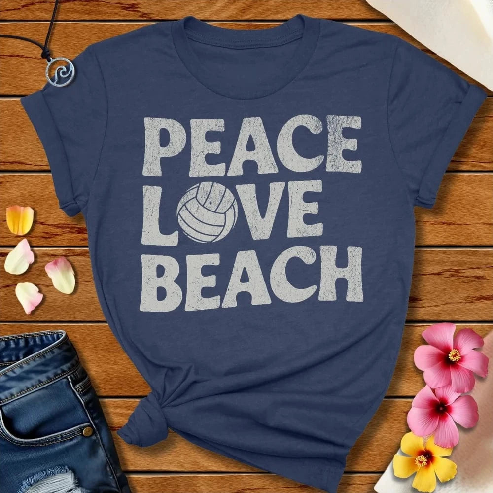 Peace Love Beach Volleyball Tee Heather Navy by Salty By Choice™ We love the beach ocean and anything around water.