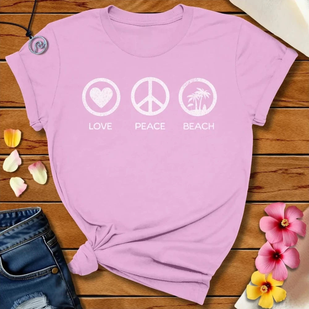 Peace Love Beach Tee Lilac by Salty By Choice® We love the beach ocean and anything around water.