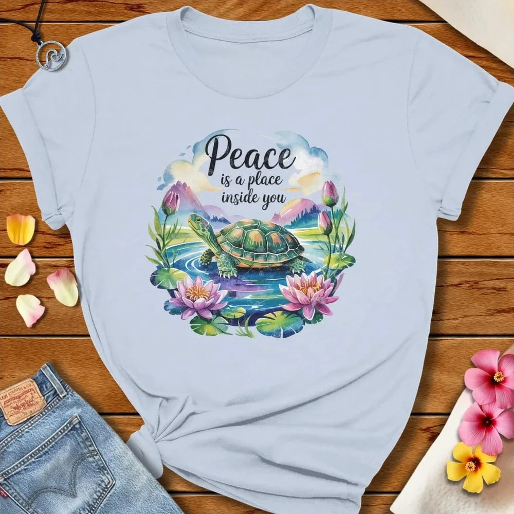 Peace Turtle Tee Light Blue by Salty By Choice® We love the beach ocean and anything around water.