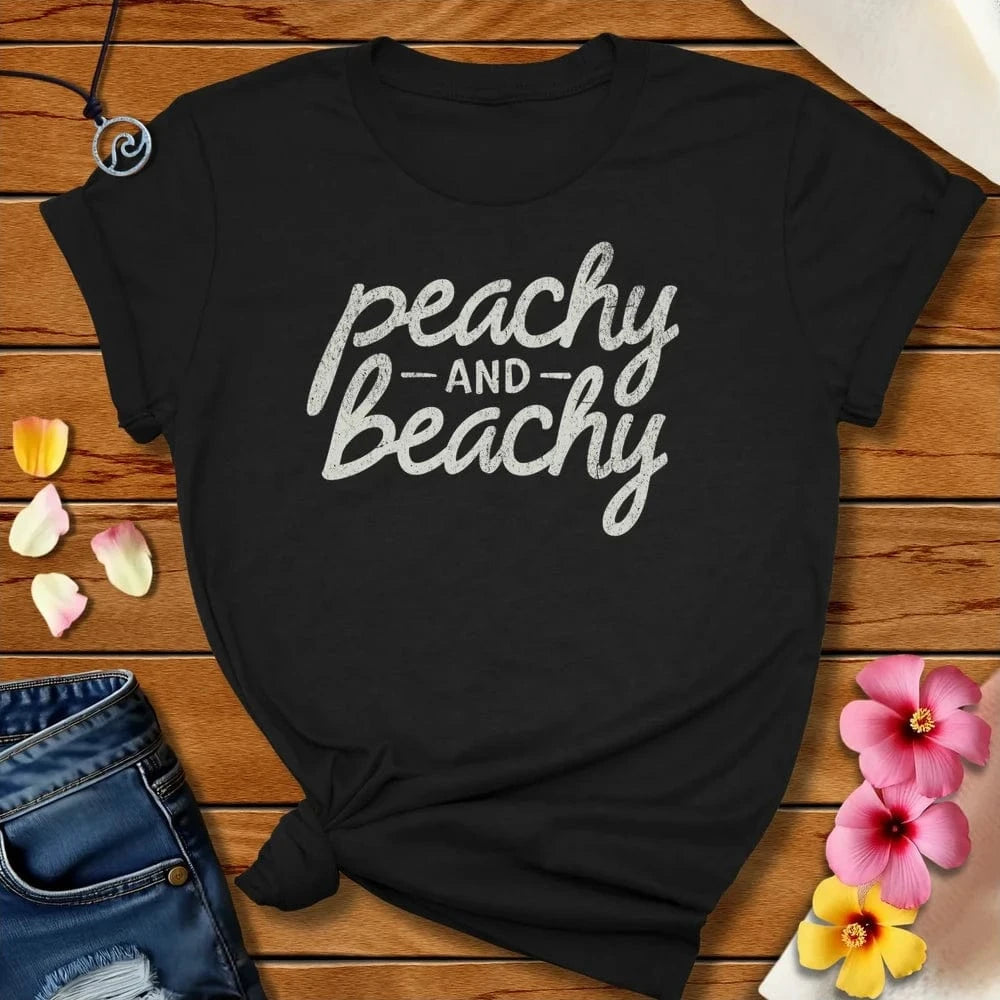 Peachy And Beachy Tee Black Heather by Salty By Choice™ We love the beach ocean and anything around water.