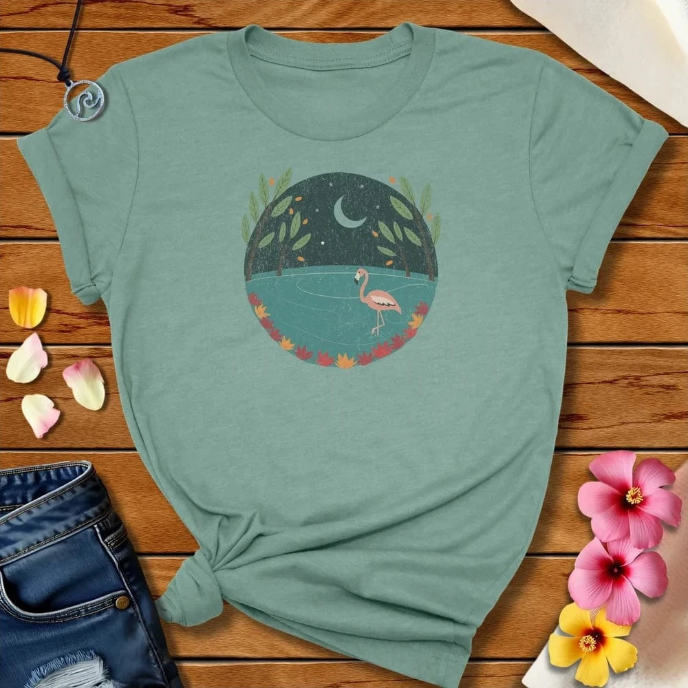 Flamingo Sea Tee Heather Prism Dusty Blue by Salty By Choice™ We love the beach ocean and anything around water.