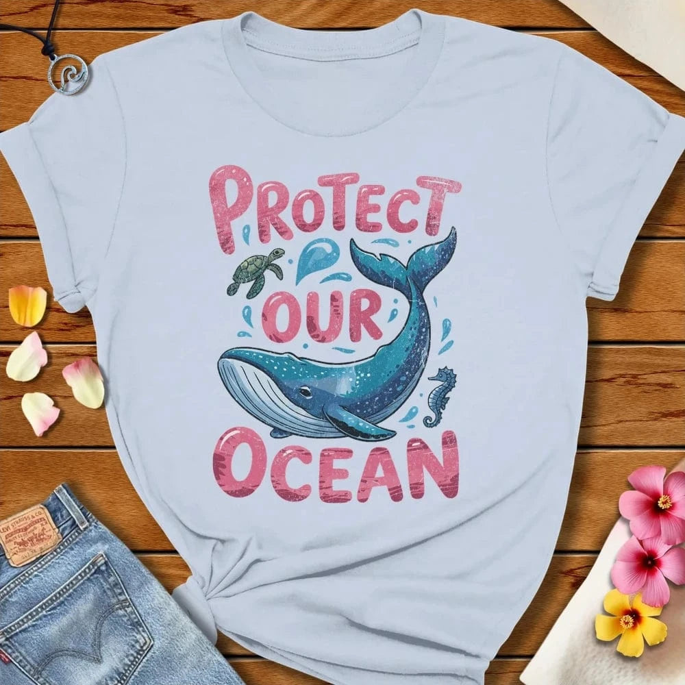 Protect Our Ocean Tee Light Blue by Salty By Choice™ We love the beach ocean and anything around water.