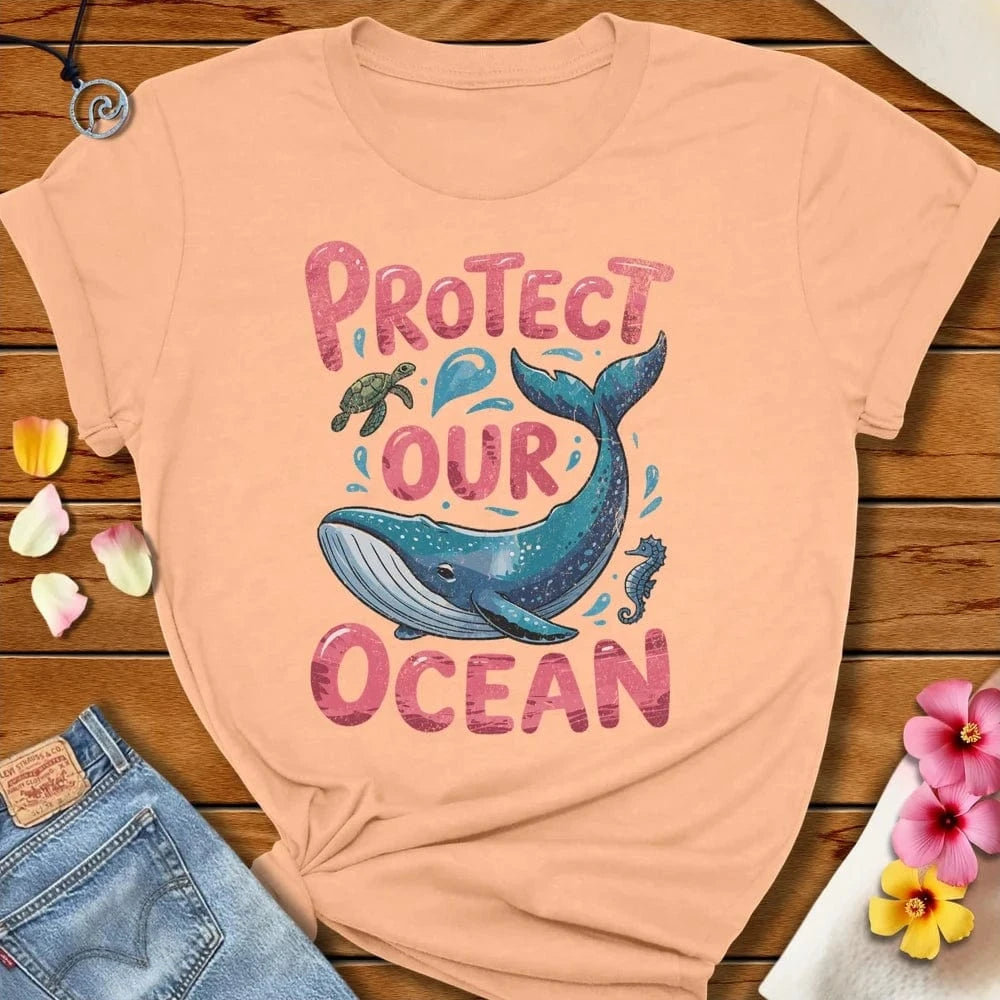 Protect Our Ocean Tee Peach by Salty By Choice™ We love the beach ocean and anything around water.