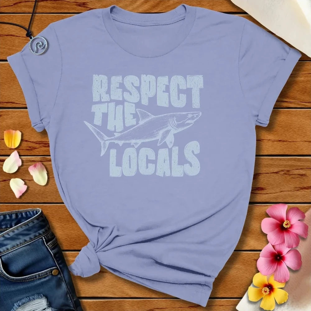 Respect The Shark Tee Lavender Blue by Salty By Choice® We love the beach ocean and anything around water.