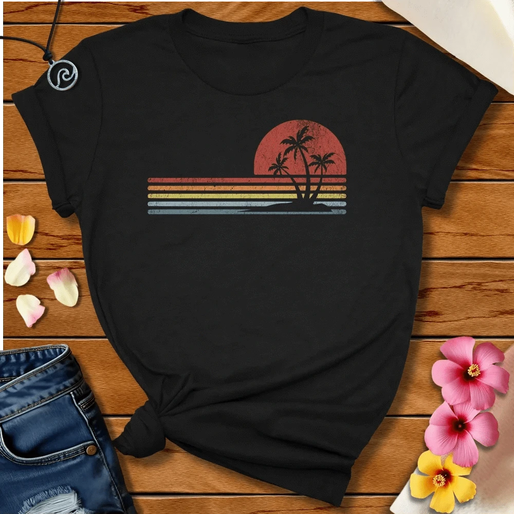 Retro Palm Tee Black Heather by Salty By Choice® We love the beach ocean and anything around water.