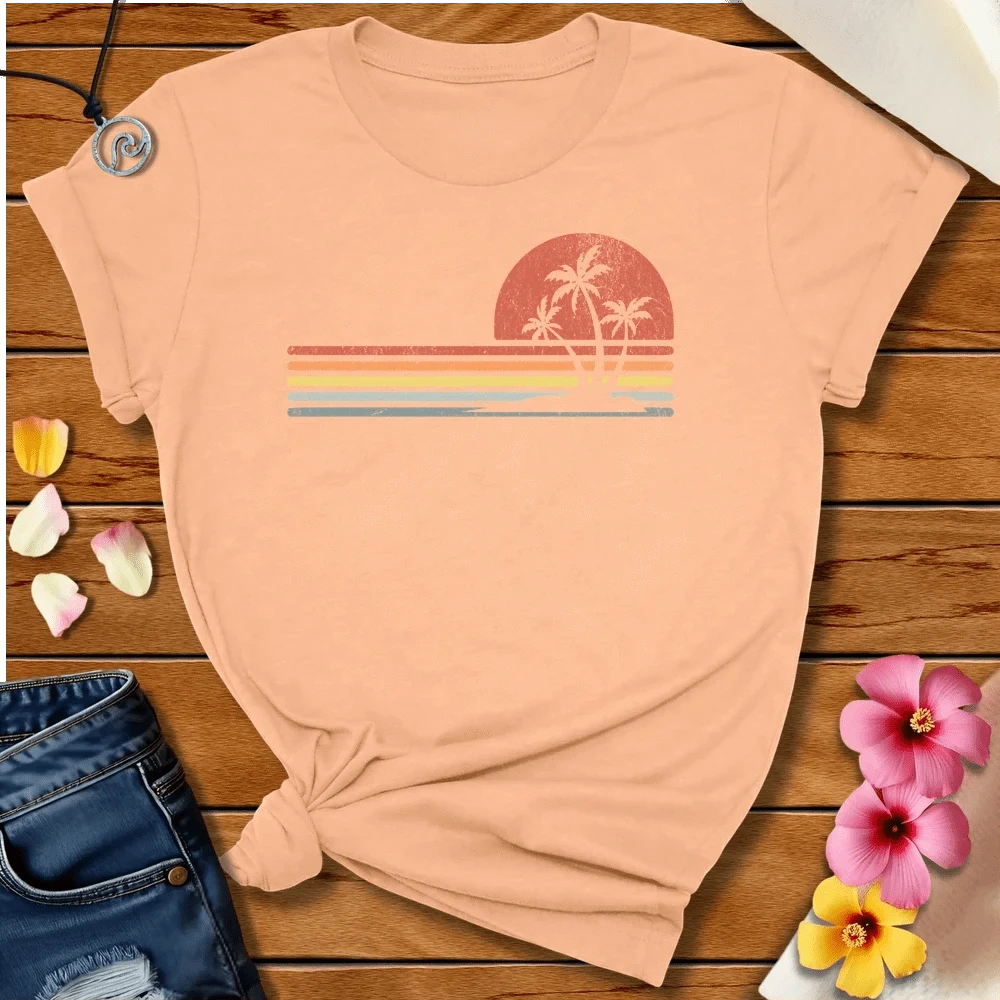 Retro Palm Tee Heather Peach by Salty By Choice® We love the beach ocean and anything around water.