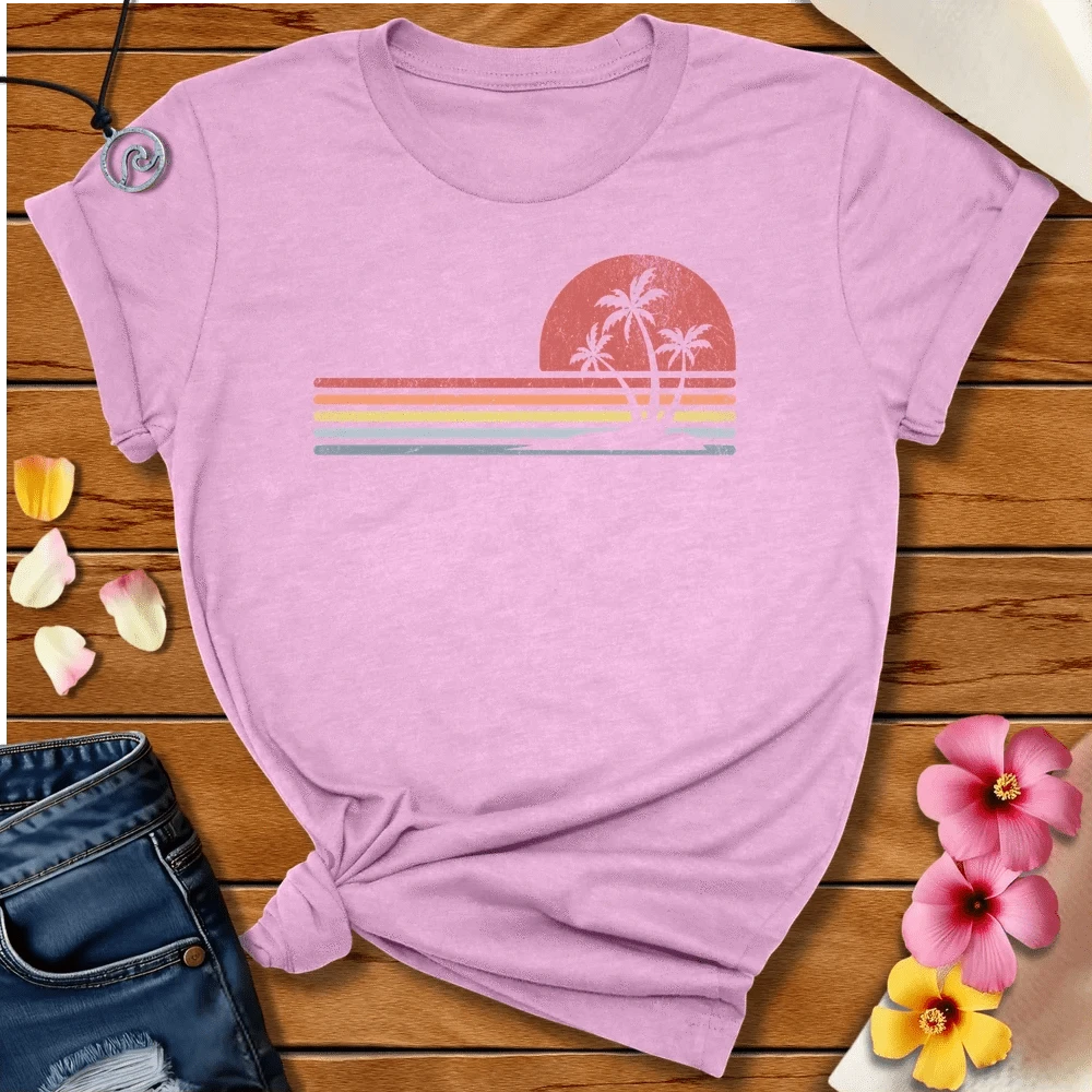 Retro Palm Tee Heather Prism Lilac by Salty By Choice® We love the beach ocean and anything around water.