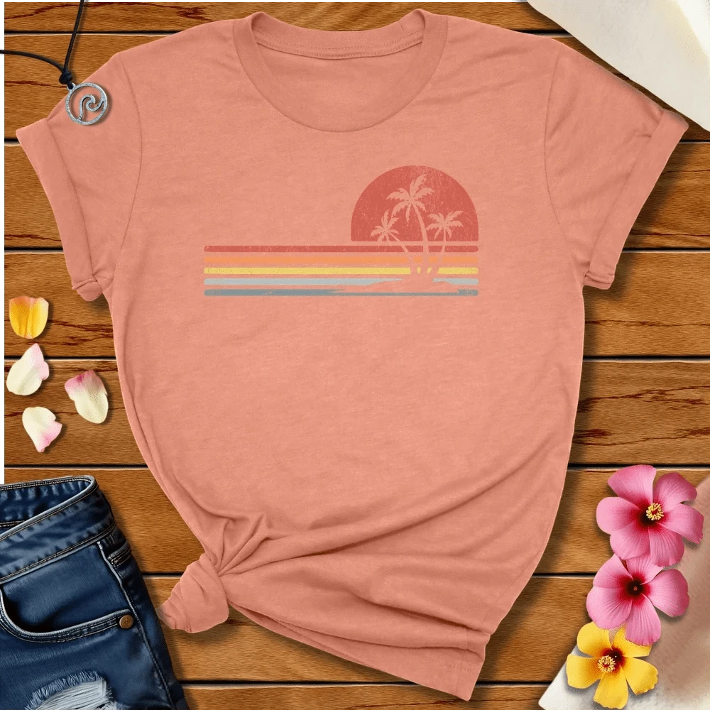 Retro Palm Tee Heather Prism Sunset by Salty By Choice® We love the beach ocean and anything around water.