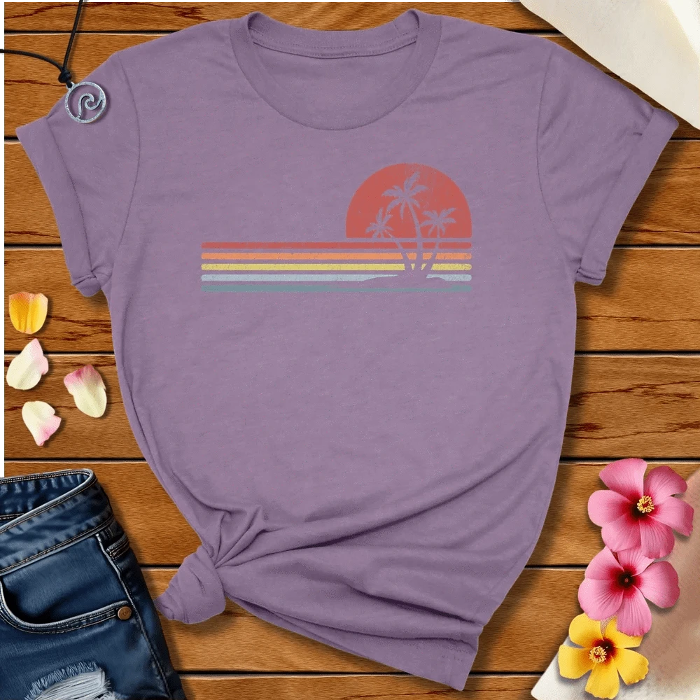 Retro Palm Tee Heather Purple by Salty By Choice® We love the beach ocean and anything around water.