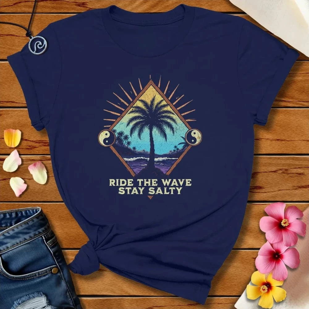 Ride The Wave Tee Navy by Salty By Choice® We love the beach ocean and anything around water.