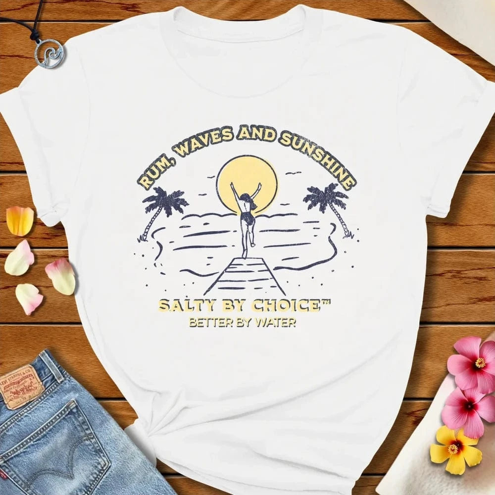 Rum Waves Tee White by Salty By Choice™ We love the beach ocean and anything around water.