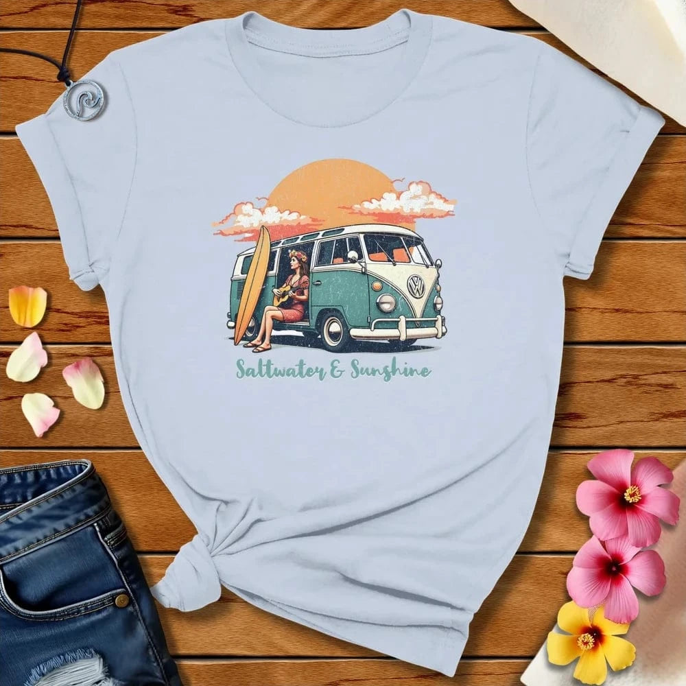 Saltwater And Sunshine Tee Light Blue by Salty By Choice® We love the beach ocean and anything around water.