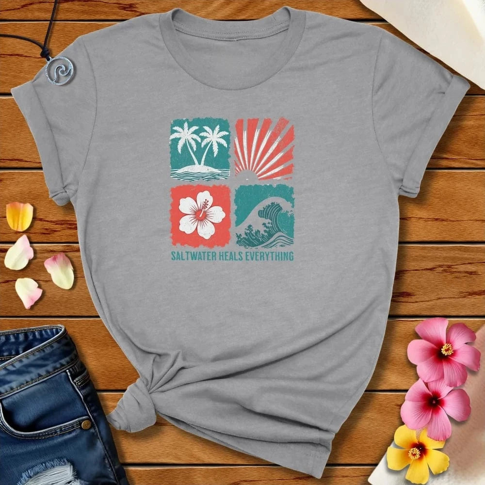 Saltwater Heals Everything Tee Athletic Heather by Salty By Choice® We love the beach ocean and anything around water.