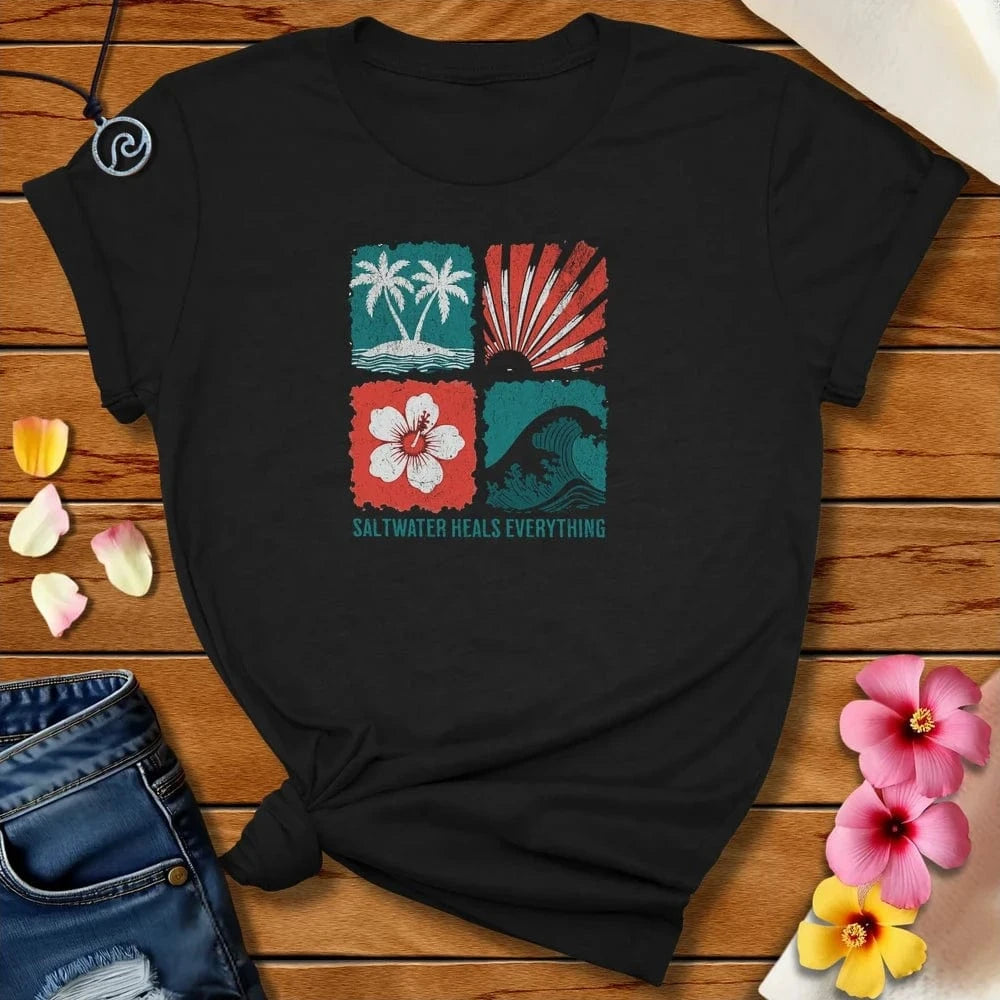 Saltwater Heals Everything Tee Black Heather by Salty By Choice® We love the beach ocean and anything around water.