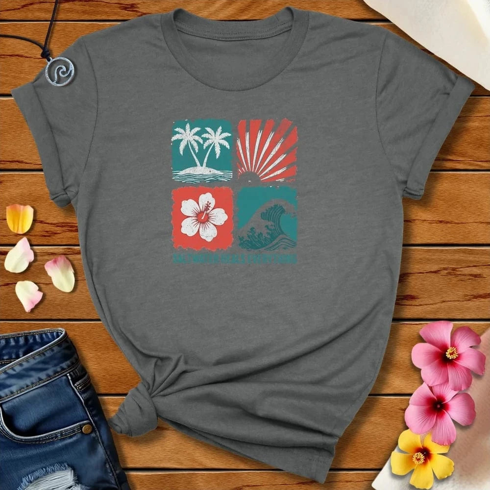 Saltwater Heals Everything Tee Deep Heather by Salty By Choice® We love the beach ocean and anything around water.