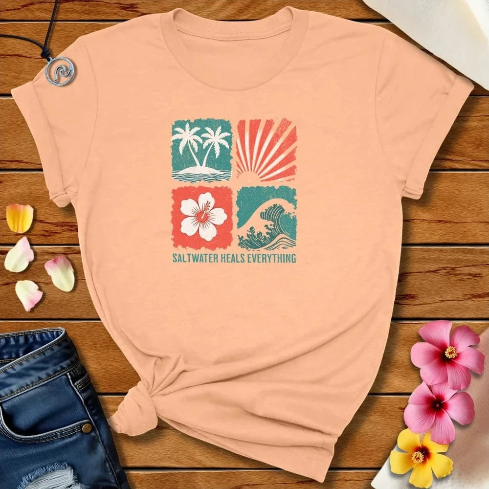 Saltwater Heals Everything Tee Heather Peach by Salty By Choice® We love the beach ocean and anything around water.