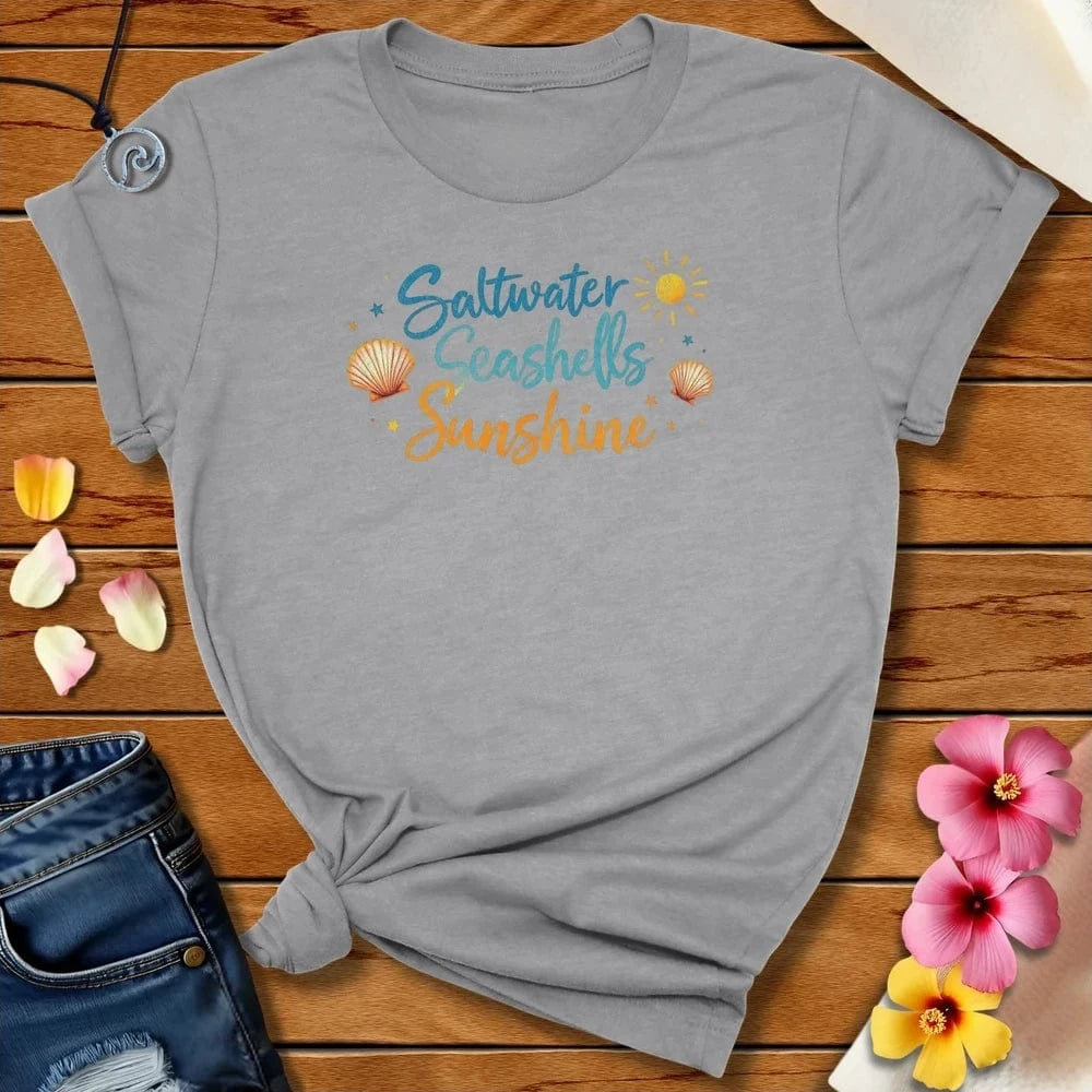 Saltwater Seashells Sunshine Tee Athletic Heather by Salty By Choice® We love the beach ocean and anything around water.