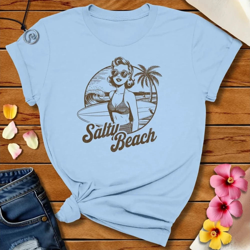 Salty Beach Tee Baby Blue by Salty By Choice™ We love the beach ocean and anything around water.