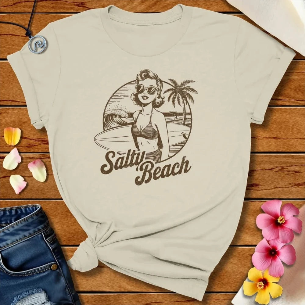 Salty Beach Tee Natural by Salty By Choice™ We love the beach ocean and anything around water.