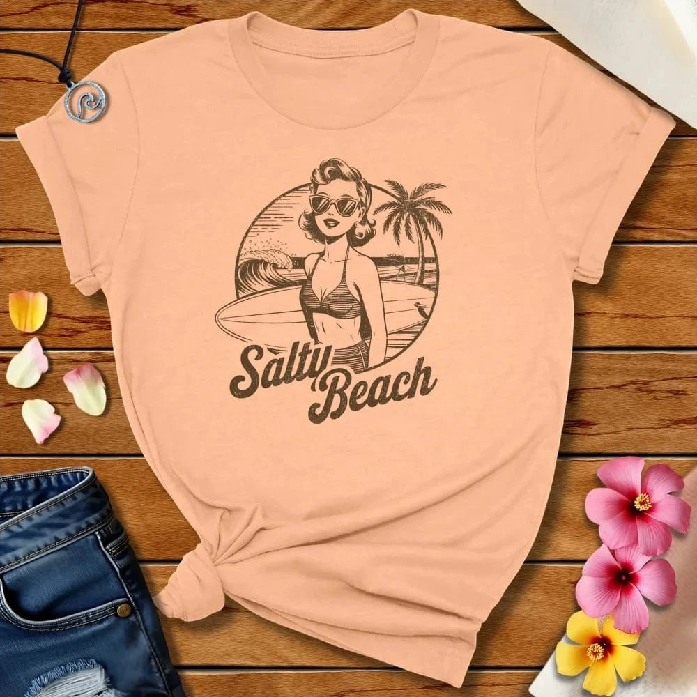 Salty Beach Tee Peach by Salty By Choice™ We love the beach ocean and anything around water.