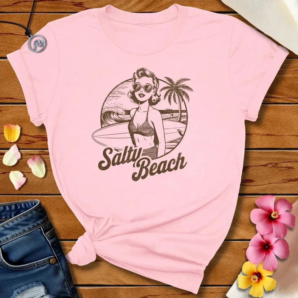 Salty Beach Tee Soft Pink by Salty By Choice™ We love the beach ocean and anything around water.