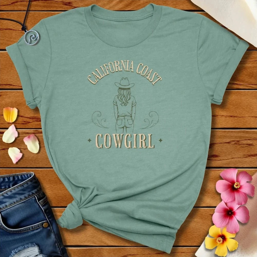 Salty Cowgirl Tee Heather Prism Dusty Blue by Salty By Choice® We love the beach ocean and anything around water.