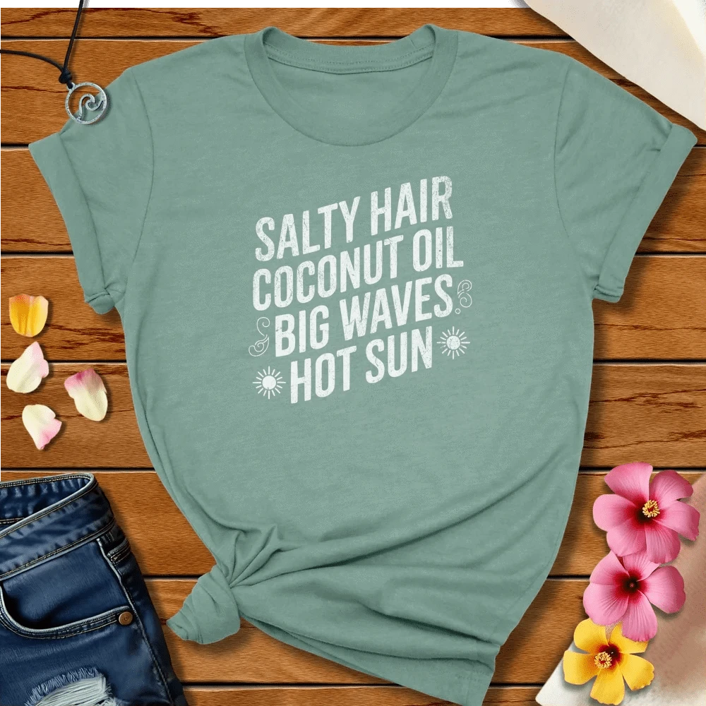 Salty Hair Tee Heather Prism Dusty Blue by Salty By Choice® We love the beach ocean and anything around water.