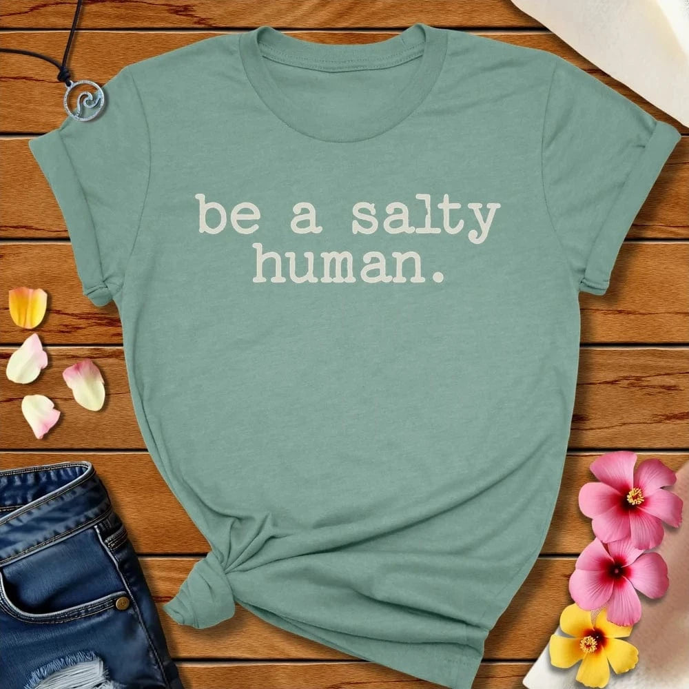 Salty Human Tee Heather Prism Dusty Blue by Salty By Choice® We love the beach ocean and anything around water.