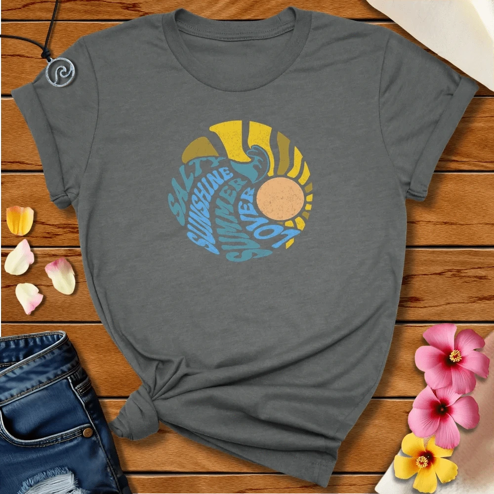 Salty Sunshine Summer Tee Deep Heather by Salty By Choice® We love the beach ocean and anything around water.