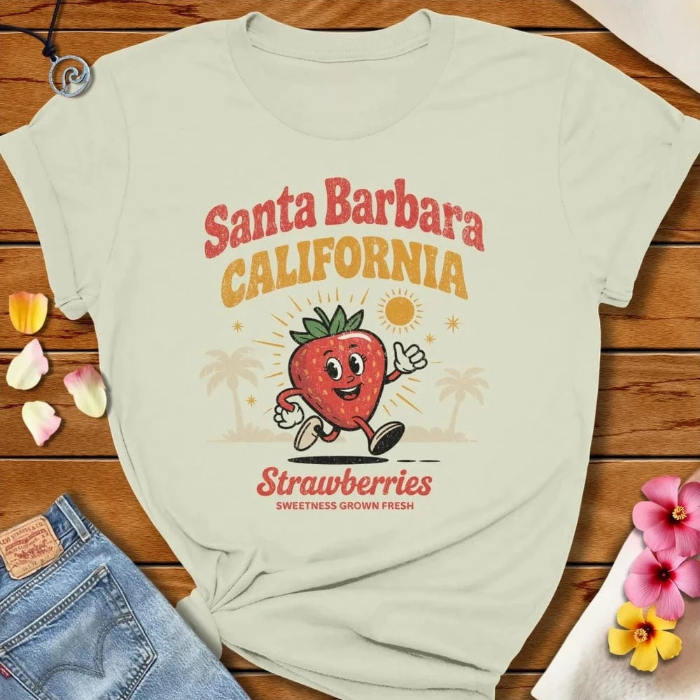Santa Barbara Strawberry Tee Citron by Salty By Choice® We love the beach ocean and anything around water.