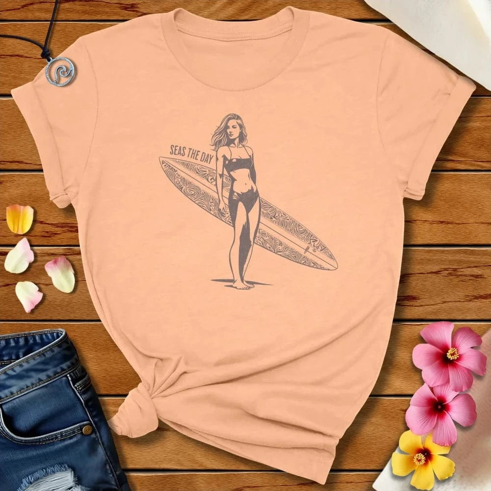 Seas The Day Tee Peach by Salty By Choice® We love the beach ocean and anything around water.
