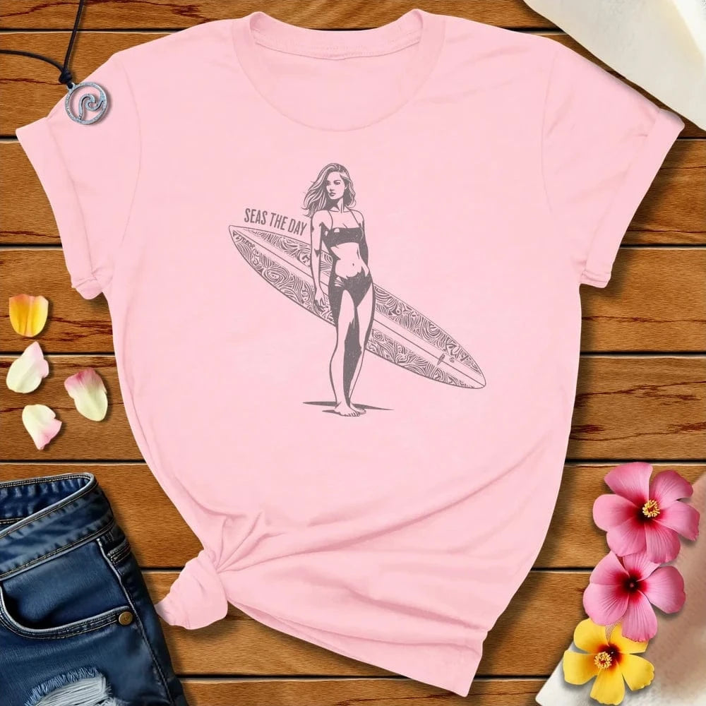 Seas The Day Tee Soft Pink by Salty By Choice® We love the beach ocean and anything around water.