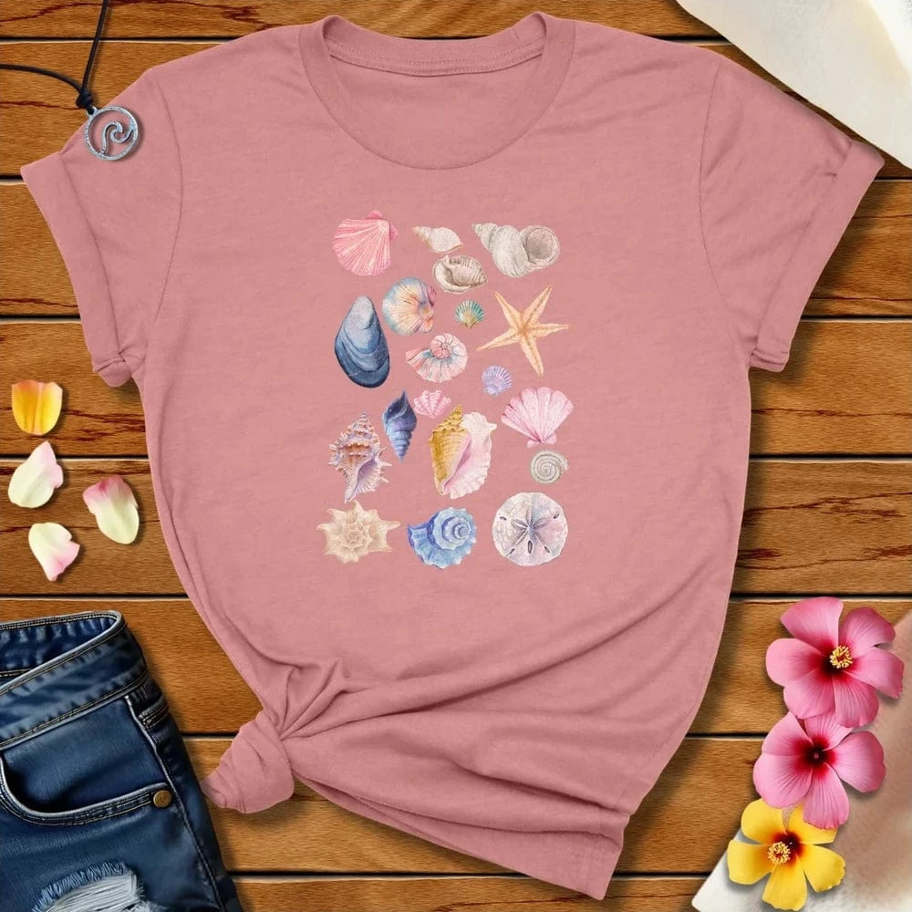 Shells Tee Heather Mauve by Salty By Choice® We love the beach ocean and anything around water.