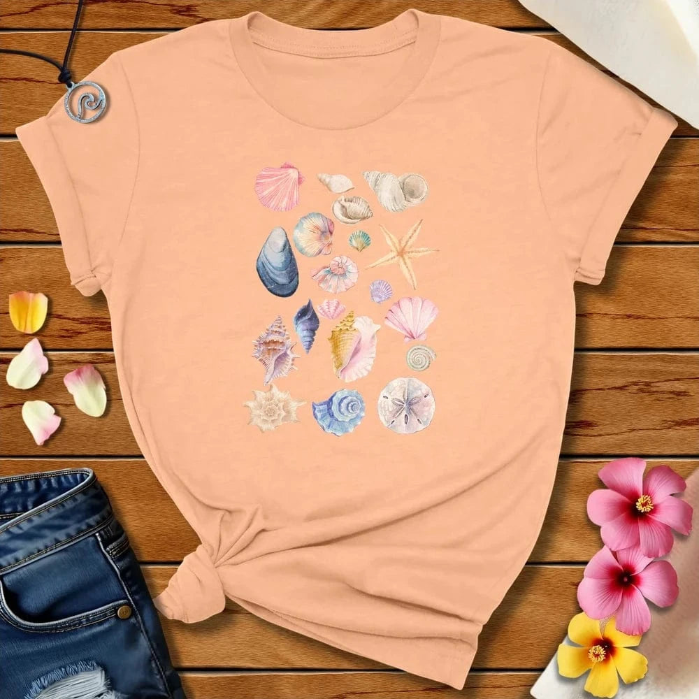 Shells Tee Heather Peach by Salty By Choice® We love the beach ocean and anything around water.