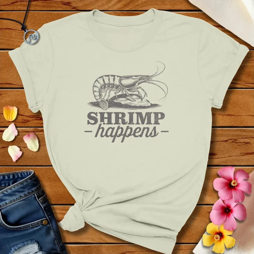 Shrimp Happens Tee Citron by Salty By Choice® We love the beach ocean and anything around water.