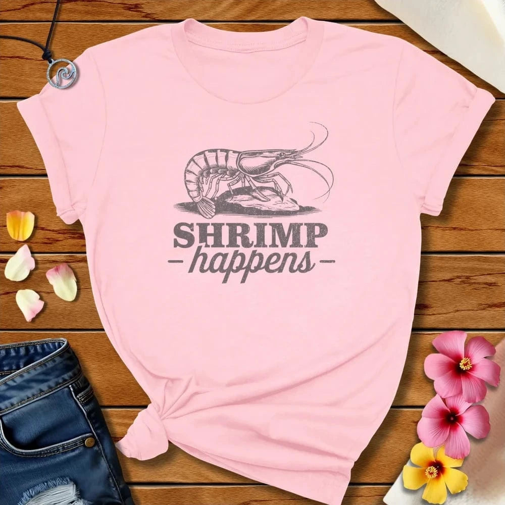 Shrimp Happens Tee Soft Pink by Salty By Choice® We love the beach ocean and anything around water.