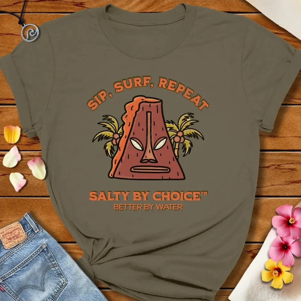 Sip Surf Repeat Tee Army by Salty By Choice™ We love the beach ocean and anything around water.
