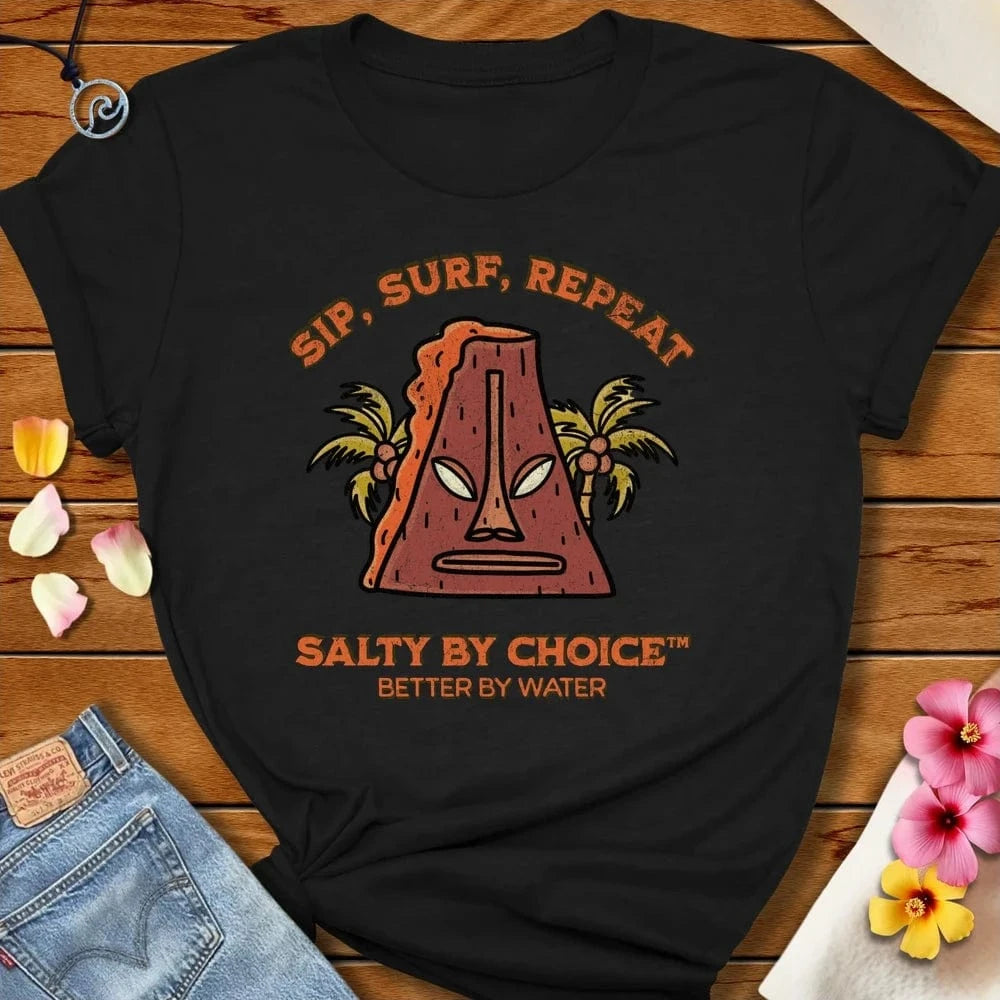 Sip Surf Repeat Tee Black by Salty By Choice™ We love the beach ocean and anything around water.