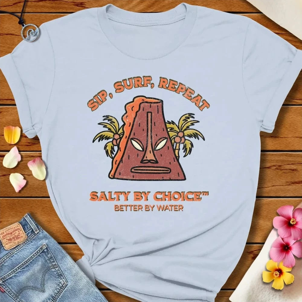 Sip Surf Repeat Tee Light Blue by Salty By Choice™ We love the beach ocean and anything around water.