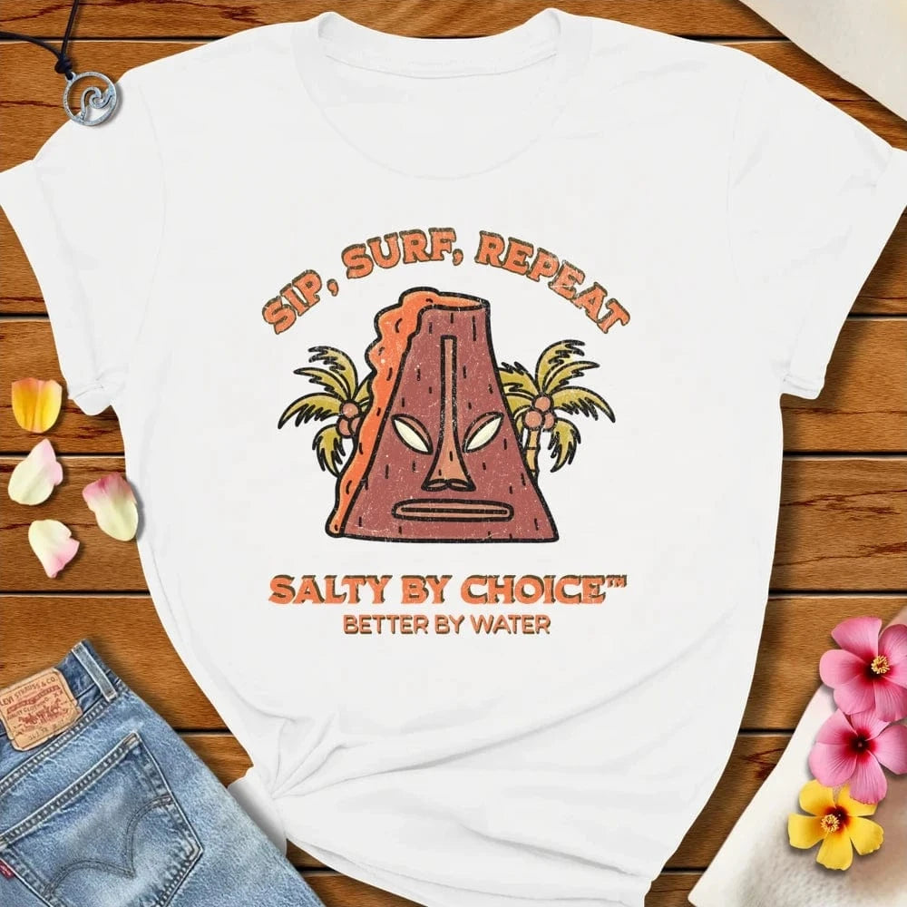 Sip Surf Repeat Tee White by Salty By Choice™ We love the beach ocean and anything around water.