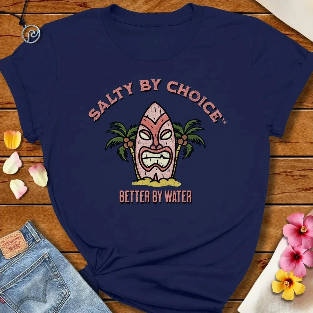Smiling Tiki Surf Tee Navy by Salty By Choice™ We love the beach ocean and anything around water.