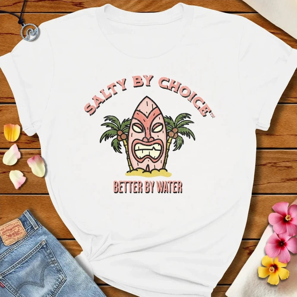 Smiling Tiki Surf Tee White by Salty By Choice™ We love the beach ocean and anything around water.
